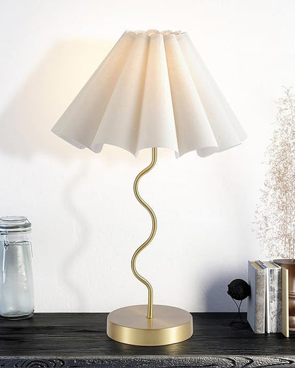 Table Lamps for Bedroom Modern Single Table Lamp for Night Stands Beside Lamps Living Room End Table Lamp (Gold) - LeafyLoom