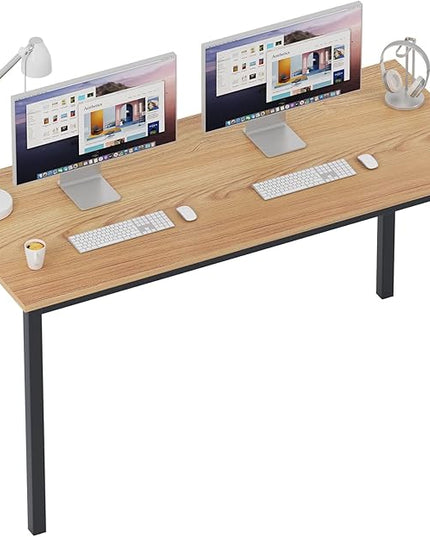 sogesfurniture Computer Desk 63 inches Large Size Office Desk Gaming Desk Computer Table with BIFMA Certification Sturdy Office Desk Writing Desk,Teak with Black Leg BHUS-AC3BB-160 - LeafyLoom