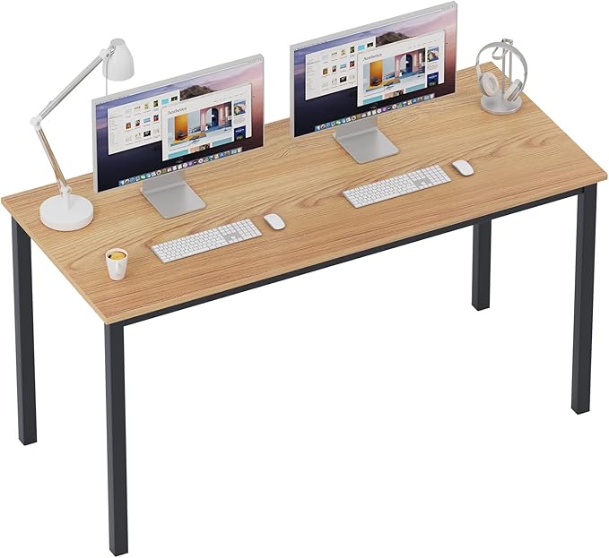 sogesfurniture Computer Desk 63 inches Large Size Office Desk Gaming Desk Computer Table with BIFMA Certification Sturdy Office Desk Writing Desk,Teak with Black Leg BHUS-AC3BB-160 - LeafyLoom
