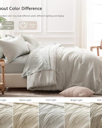 UNILIBRA 7-Piece Queen Comforter Set - Sage Green Cationic Dyeing Bedding Set with Comforter, Sheets, Pillowcases & Shams - LeafyLoom