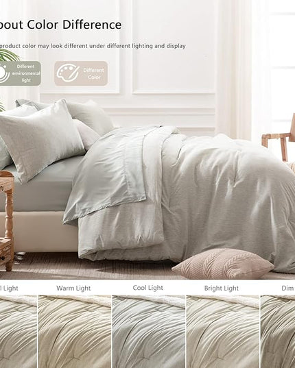 UNILIBRA Twin XL Comforter Set 5 Pieces Bed in a Bag Twin xl Size Sage Green Soft for All Seasons - Cationic Dyeing Bedding Comforter Sets with Comforter, Flat Sheet, Fitted Sheet, Pillowcases & Shams - LeafyLoom