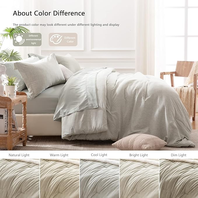 UNILIBRA Twin XL Comforter Set 5 Pieces Bed in a Bag Twin xl Size Sage Green Soft for All Seasons - Cationic Dyeing Bedding Comforter Sets with Comforter, Flat Sheet, Fitted Sheet, Pillowcases & Shams - LeafyLoom