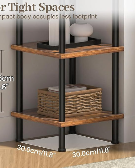 Corner Shelf, Corner Bookcase, Industrial 5-Tier Square Shelf Stand Display Rack,Wall Corner Bookshelf, Living Room, Home Office, Kitchen - LeafyLoom