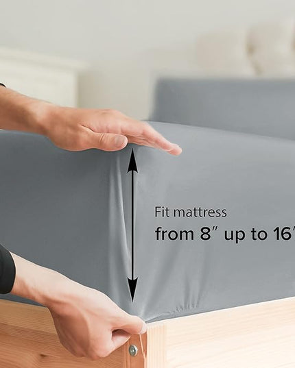 Twin Size 3 Piece Sheet Set - Comfy Breathable & Cooling Sheets - Hotel Luxury Bed Sheets for Women & Men - Deep Pockets, Easy-Fit, Soft & Wrinkle Free Sheets - Steel Blue Oeko-Tex Bed Sheet Set - LeafyLoom