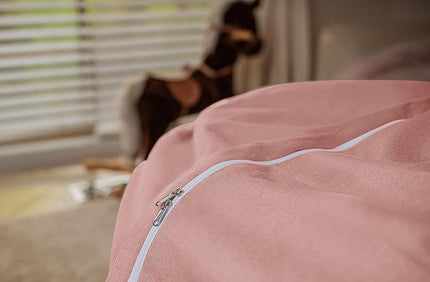 Wekapo Stuffed Animal Storage Bean Bag Chair Cover for Kids | Stuffable Zipper Beanbag for Organizing Children Plush Toys Large Premium Cotton Canvas (Solid Pink, XX-Large) - LeafyLoom