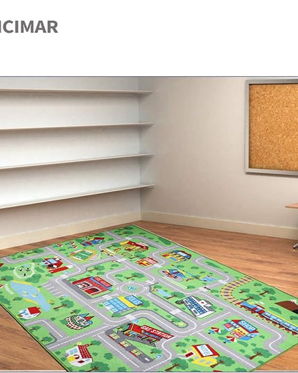 Kids Carpet Playmat Rug,6.6x5.0 ft Extra Large City Life Carpet Learning Exercise Mat Educational Car Rug Play Game Rug for Baby Toddler Boy Bedroom Playroom - LeafyLoom