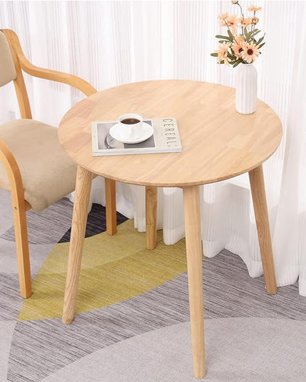 28.3" Small Round Dining Table for 2,Wooden Space-Saving Kitchen Dinner Table Rustic Wood Dining Table Mid Century Modern Kitchen Table - LeafyLoom