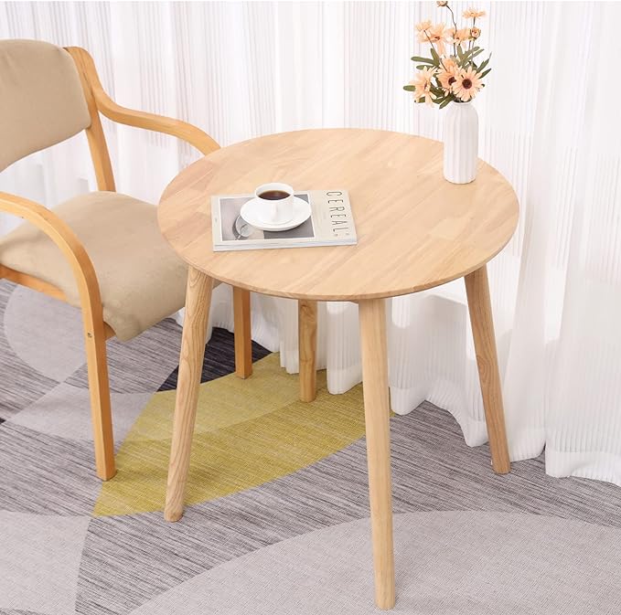 28.3" Small Round Dining Table for 2,Wooden Space-Saving Kitchen Dinner Table Rustic Wood Dining Table Mid Century Modern Kitchen Table - LeafyLoom