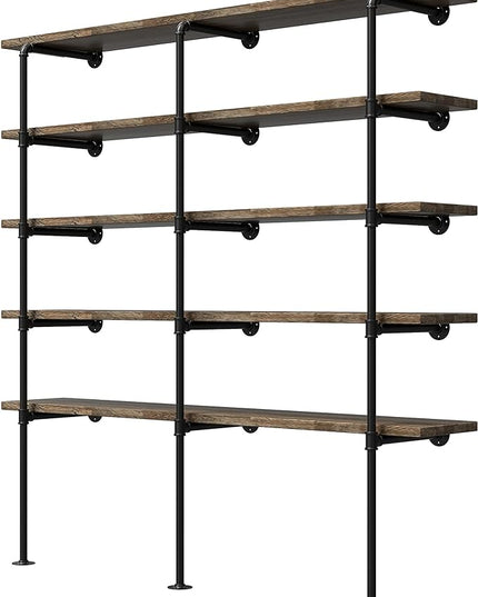 (14“Deep,3pcs)Industrial Retro Wall Mount Iron Pipe Shelf,DIY Open Bookshelf,Hung Bracket,Home Improvement Kitchen Shelves,Tool Utility Shelves, Office Shelves, Bookshelves and bookcases - LeafyLoom