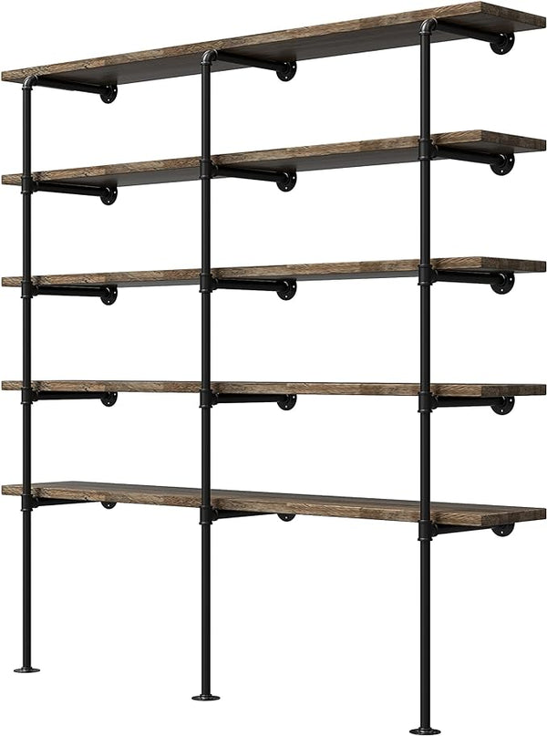 (14“Deep,3pcs)Industrial Retro Wall Mount Iron Pipe Shelf,DIY Open Bookshelf,Hung Bracket,Home Improvement Kitchen Shelves,Tool Utility Shelves, Office Shelves, Bookshelves and bookcases - LeafyLoom