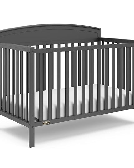 Graco Benton 5-in-1 Convertible Crib (Gray) – GREENGUARD Gold Certified, Converts from Baby Crib to Toddler Bed, Daybed and Full-Size Bed, Fits Standard Full-Size Crib Mattress - LeafyLoom