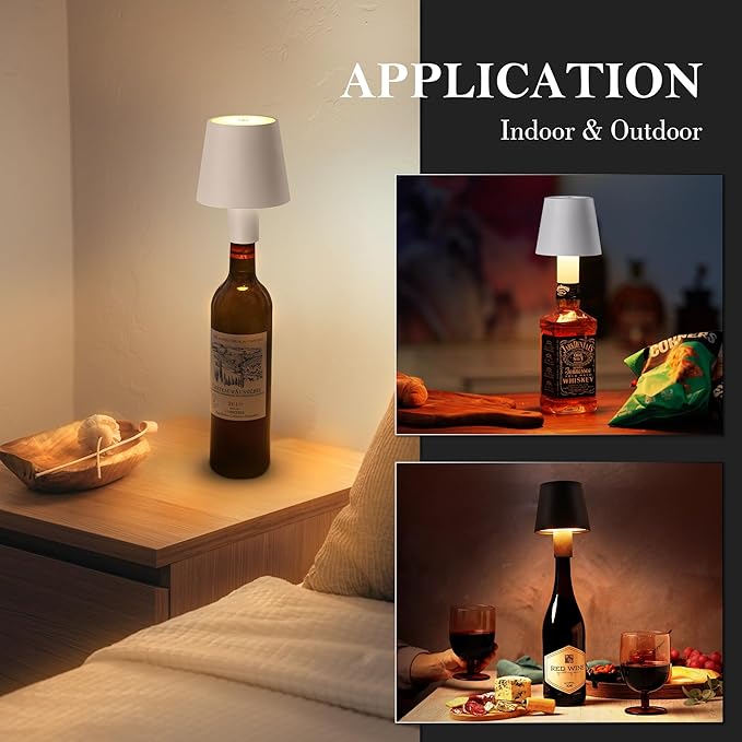 4 Pack LED Wine Bottle Lamp, RGB 5 Modes & CCT Modes Table Lamp, IP54 Waterproof Bottle lamp, Touch Control Portable Desk Lamp for Club/Restaurant/Prom/Party/Bar (2Black&2White) - LeafyLoom