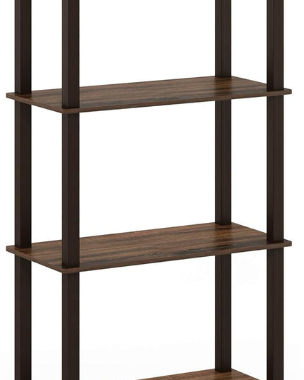 Furinno Turn-N-Tube 4-Tier Multipurpose Shelf Display Rack, Square Tube, Walnut/Brown - LeafyLoom