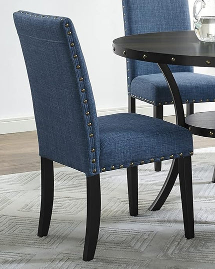 New Classic Furniture Crispin Dining Chair, 2-Pack, Marine Blue - LeafyLoom