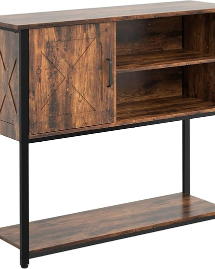 41" Console Table with Storage Shelf, Entryway Table with Storage, Behind Couch Table, Sofa Table for Entryway, Hallway, Living Room, Foyer, kitchen, Rustic Brown - LeafyLoom