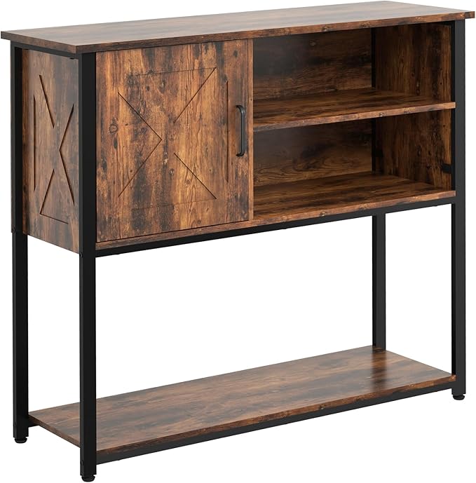 41" Console Table with Storage Shelf, Entryway Table with Storage, Behind Couch Table, Sofa Table for Entryway, Hallway, Living Room, Foyer, kitchen, Rustic Brown - LeafyLoom