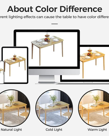 KKL Dining Table, 47“ Malaysian Oak Kitchen Table, Farmhouse Wood Dining Table for 2, Easy Assembly, Natural - LeafyLoom