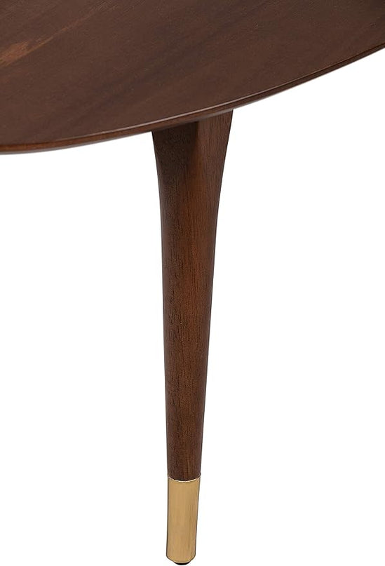 Elle Decor Clemintine Mid-Century Modern Living Room Furniture Collection, Oval Coffee Table, Walnut Brown - LeafyLoom