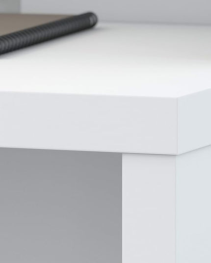 Bush Business Furniture Echo L Shaped Bow Front Desk in Pure White - LeafyLoom