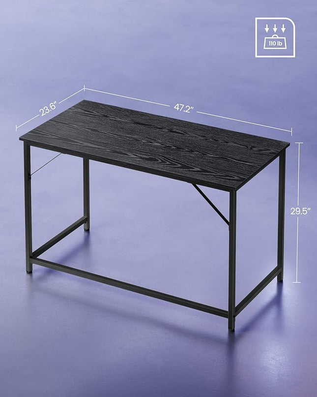 VASAGLE Computer Desk, Gaming Desk, Home Office Desk, for Small Spaces, 23.6 x 47.2 x 29.5 Inches, Industrial Style, Metal Frame, Black with Wood Grain ULWD039B56 - LeafyLoom