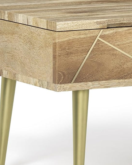 SIMPLIHOME Jager SOLID MANGO WOOD 48 Inch Wide Rectangle Contemporary and Mid century Large Lift Top Coffee Table in Natural, for The Living Room and Family Room - LeafyLoom