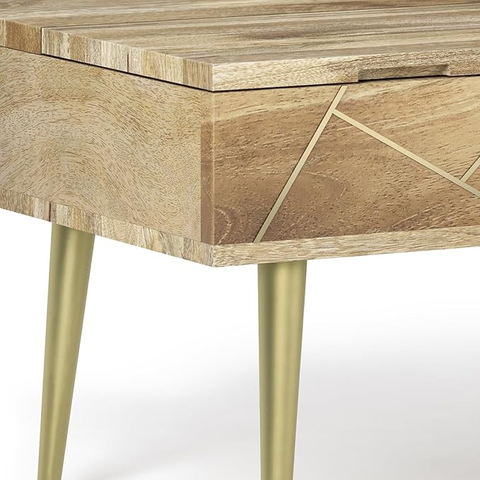 SIMPLIHOME Jager SOLID MANGO WOOD 48 Inch Wide Rectangle Contemporary and Mid century Large Lift Top Coffee Table in Natural, for The Living Room and Family Room - LeafyLoom