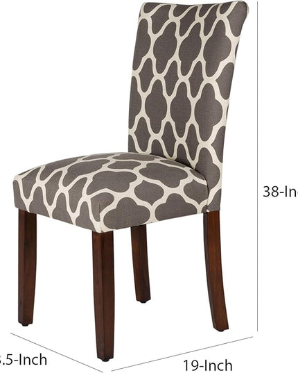 HomePop Parsons Classic Upholstered Accent Dining Chair, Set of 2, Grey and Cream Geometric - LeafyLoom