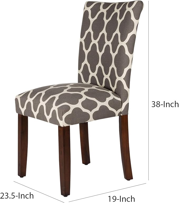 HomePop Parsons Classic Upholstered Accent Dining Chair, Set of 2, Grey and Cream Geometric - LeafyLoom