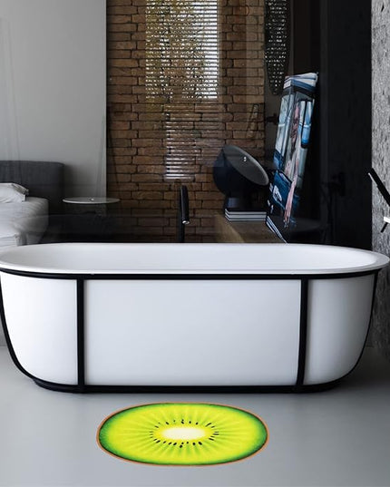 Bath Rugs for Bathroom Non Slip, Kiwi Fruit Shaped Washable Shower Bath Mat Absorbent Door Mat for Bathroom Bedroom Kitchen Soft Floor Area Rug Cute Cartoon Carpet Bathmat Tub Home Decor 18.5x25.6in - LeafyLoom