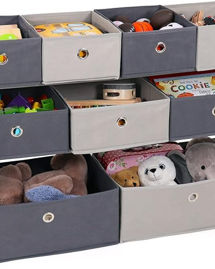 Humble Crew Kids Toy Organizer with 9 Storage Fabric Bins, Grey - LeafyLoom