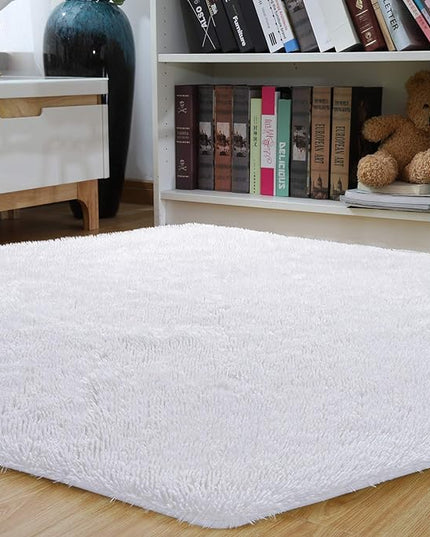 junovo Ultra Soft Rug for Nursery Children Room Baby Room Home Decor Dormitory Hexagon Carpet for Playhouse Princess Tent Kids Play Castle, Diameter 4.6 ft, White - LeafyLoom