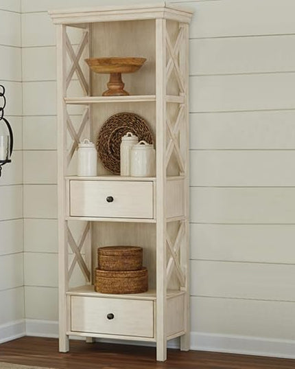 Signature Design by Ashley Bolanburg Cottage Chic Display Cabinet or Bookcase, Antique White - LeafyLoom