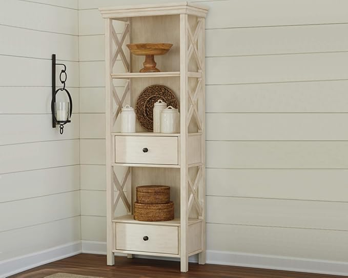 Signature Design by Ashley Bolanburg Cottage Chic Display Cabinet or Bookcase, Antique White - LeafyLoom