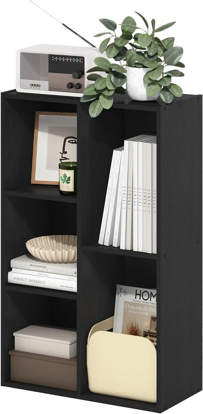 Furinno Luder 5-Cube Reversible Open Shelf, Blackwood - LeafyLoom