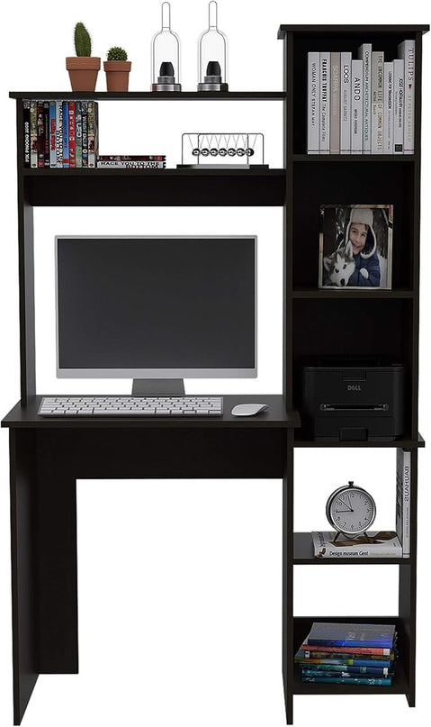NicBex Laik-DW-00075-DX Desks, 38.7" W x 17.8" D x 63.9" H, Black - LeafyLoom