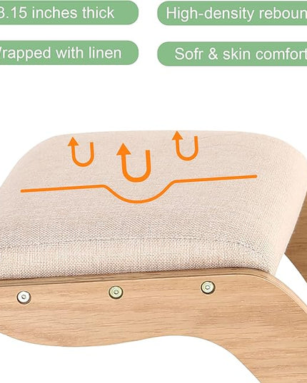 Predawn Ergonomic Kneeling Chair,Rocking Knee Chair Upright Posture Chair for Home Office Meditation Wooden & Linen Cushion-Office Chair for Back Neck Pain Relief & Improving Posture (White Oak) - LeafyLoom