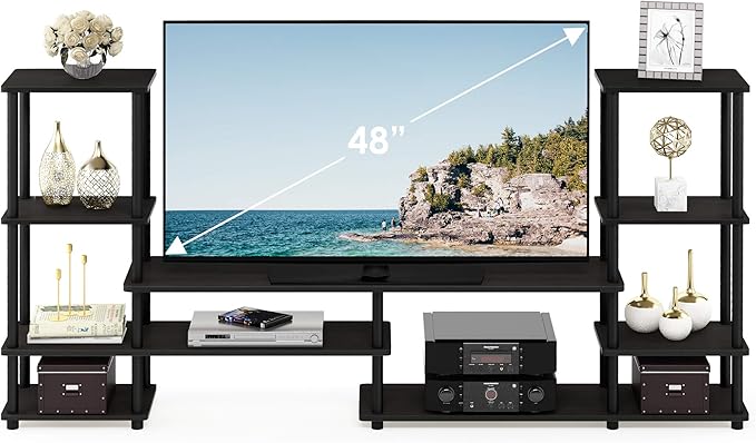 FURINNO Turn-N-Tube Grand Entertainment Center, Espresso/Black - LeafyLoom