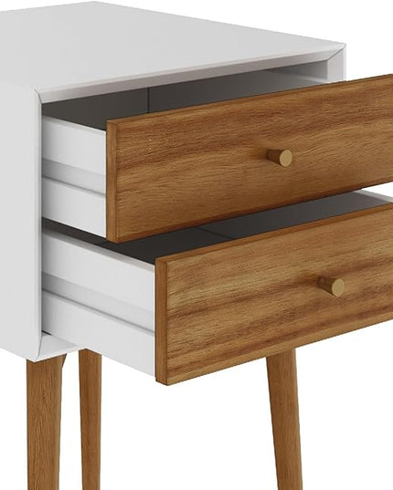 Nathan James Harper Modern Nightstand Side Accent or End Table with Storage Drawer, 1, White/Brown - LeafyLoom