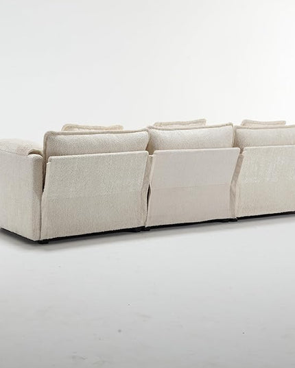 5 Seater L Shaped Convertible Modular Sectional Sofa with Reversible Chaise, Minimalist Oversized Sleeper Corner Couch,Chenille Upholstered Leisure Sofá for Living Room Office, Beige 112.2" - LeafyLoom