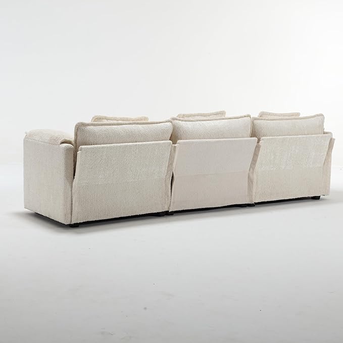 5 Seater L Shaped Convertible Modular Sectional Sofa with Reversible Chaise, Minimalist Oversized Sleeper Corner Couch,Chenille Upholstered Leisure Sofá for Living Room Office, Beige 112.2" - LeafyLoom