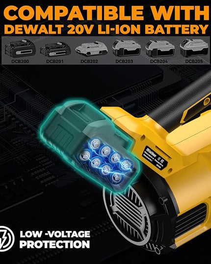 Cordless Leaf Blower for Dewalt 20V Max Battery, 480 CFM Electric Blower with Brushless Motor, Adjustable 3 Speeds up to 22000RPM, Handheld Leaf Blower for Lawn Care,Yard and Snow Blowing(No Battery) - LeafyLoom