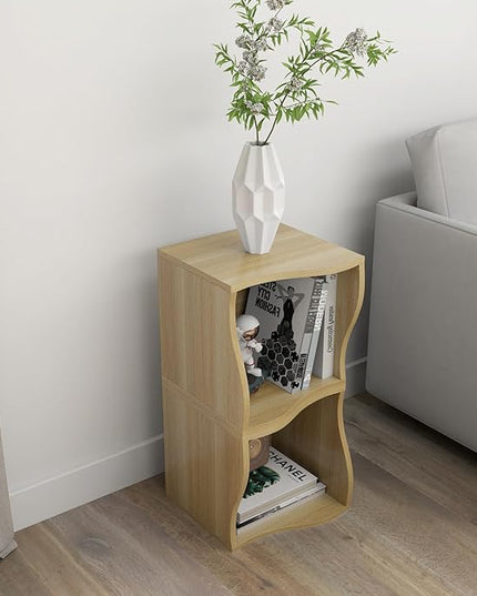ECYIL Double Layered Independent Storage Rack, Full Circular Color Blocking Bookshelf, Suitable for Home, Office, Living Room, etc (nature1) - LeafyLoom