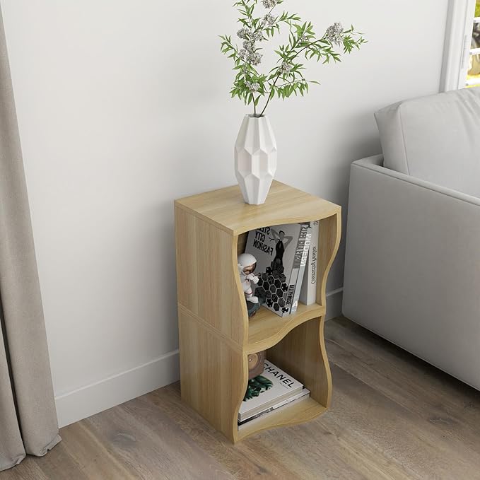 ECYIL Double Layered Independent Storage Rack, Full Circular Color Blocking Bookshelf, Suitable for Home, Office, Living Room, etc (nature1) - LeafyLoom