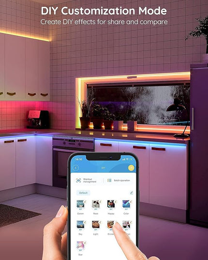 Govee Smart LED Strip Lights, 65.6ft WiFi LED Strip Lighting, Work with Alexa and Google Home, DIY Mode and Music Sync RGB LED Lights for Home Decor, 2 Rolls of 32.8ft (No Remote Control) Govee