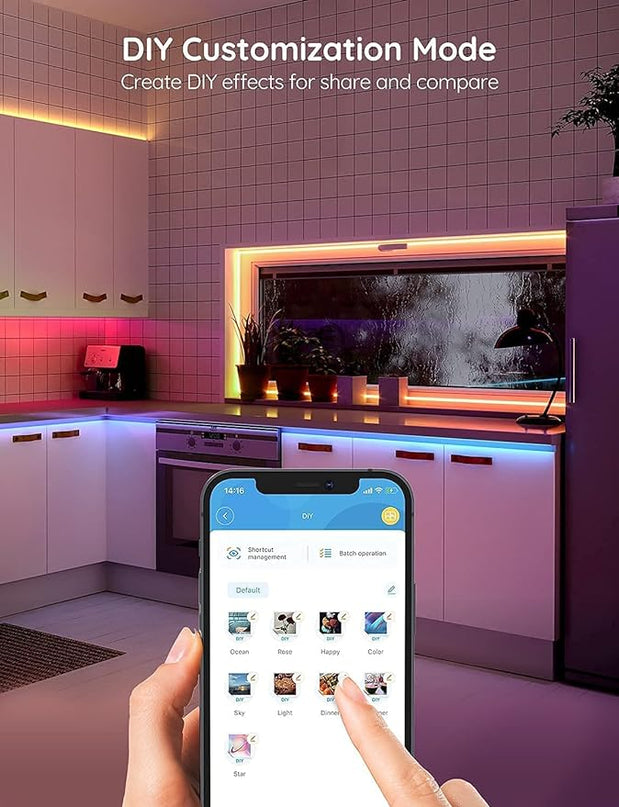 Govee Smart LED Strip Lights, 65.6ft WiFi LED Strip Lighting, Work with Alexa and Google Home, DIY Mode and Music Sync RGB LED Lights for Home Decor, 2 Rolls of 32.8ft (No Remote Control) Govee