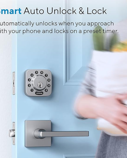 ULTRALOQ U-Bolt 5-in-1 Keyless Entry Backlit Keypad, App,Smart Door Lock, Bluetooth, Satin Nickel ULTRALOQ