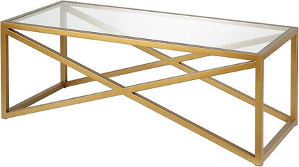 Calix 46'' Wide Rectangular Coffee Table in Brass - LeafyLoom
