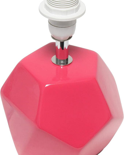 Simple Designs LT2065-PNK Round Prism Mini Table Lamp with Matching Fabric Shade, Pink - LeafyLoom