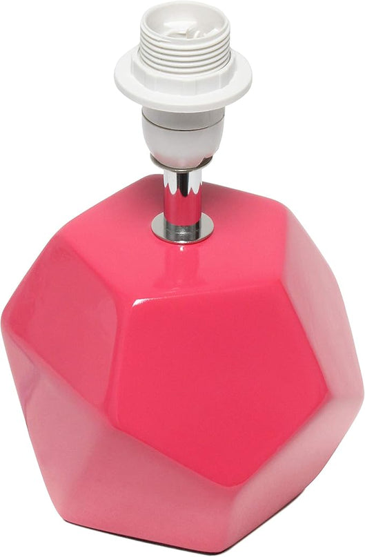 Simple Designs LT2065-PNK Round Prism Mini Table Lamp with Matching Fabric Shade, Pink - LeafyLoom