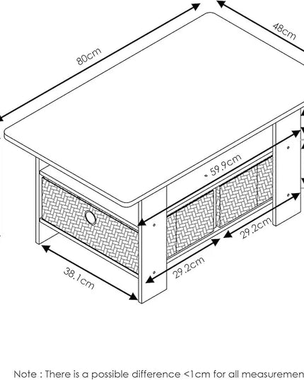 Furinno Andrey Coffee Table with Bin Drawer, Dark Walnut - LeafyLoom